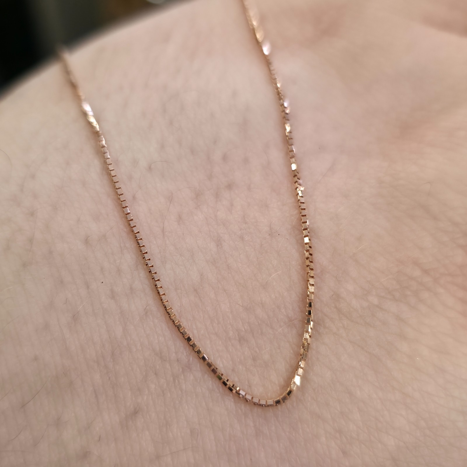 18ct Rose Gold Venetian Box Chain Necklace 16 Inch / 40cm
