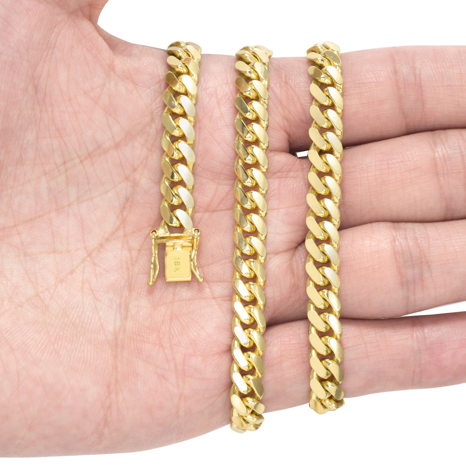 18K Yellow Gold Solid 2.7mm-7mm Miami Cuban Chain Necklace Mens Womens 16″-30″