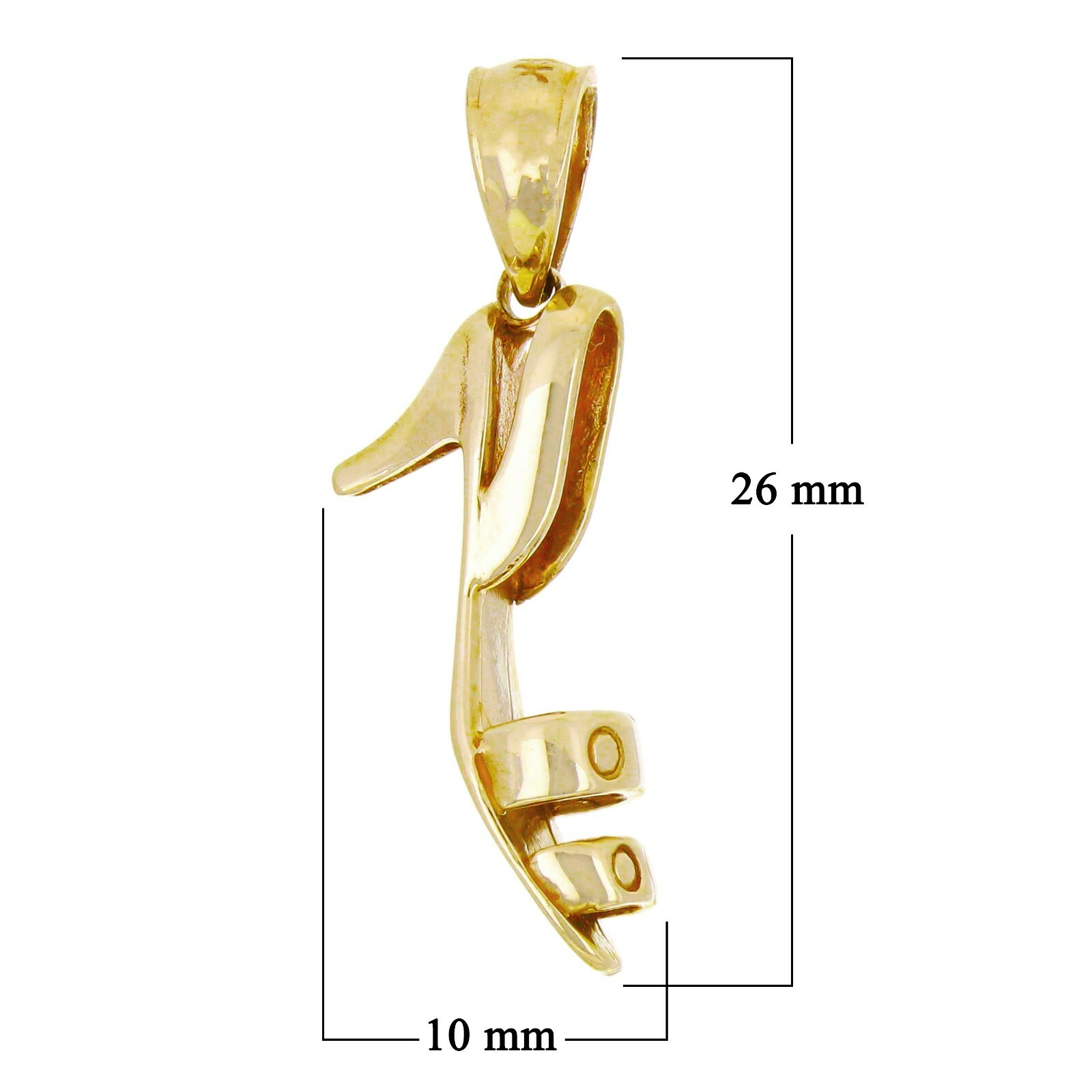14k Yellow Gold Solid 3D High Heel Open Toe Shoe Charm Pendant 2 grams
