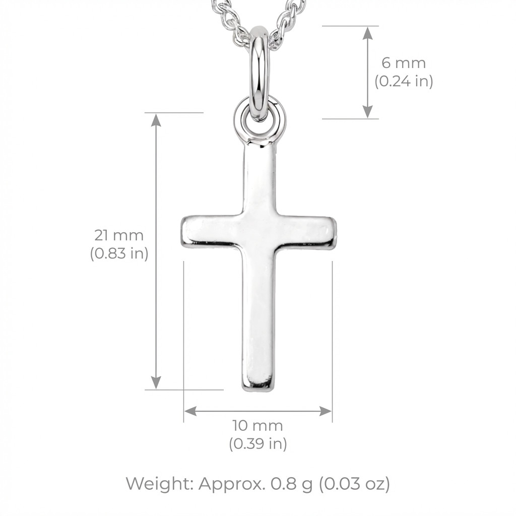 Sterling silver plain Cross pendant necklace with 16 inch chain and gift box