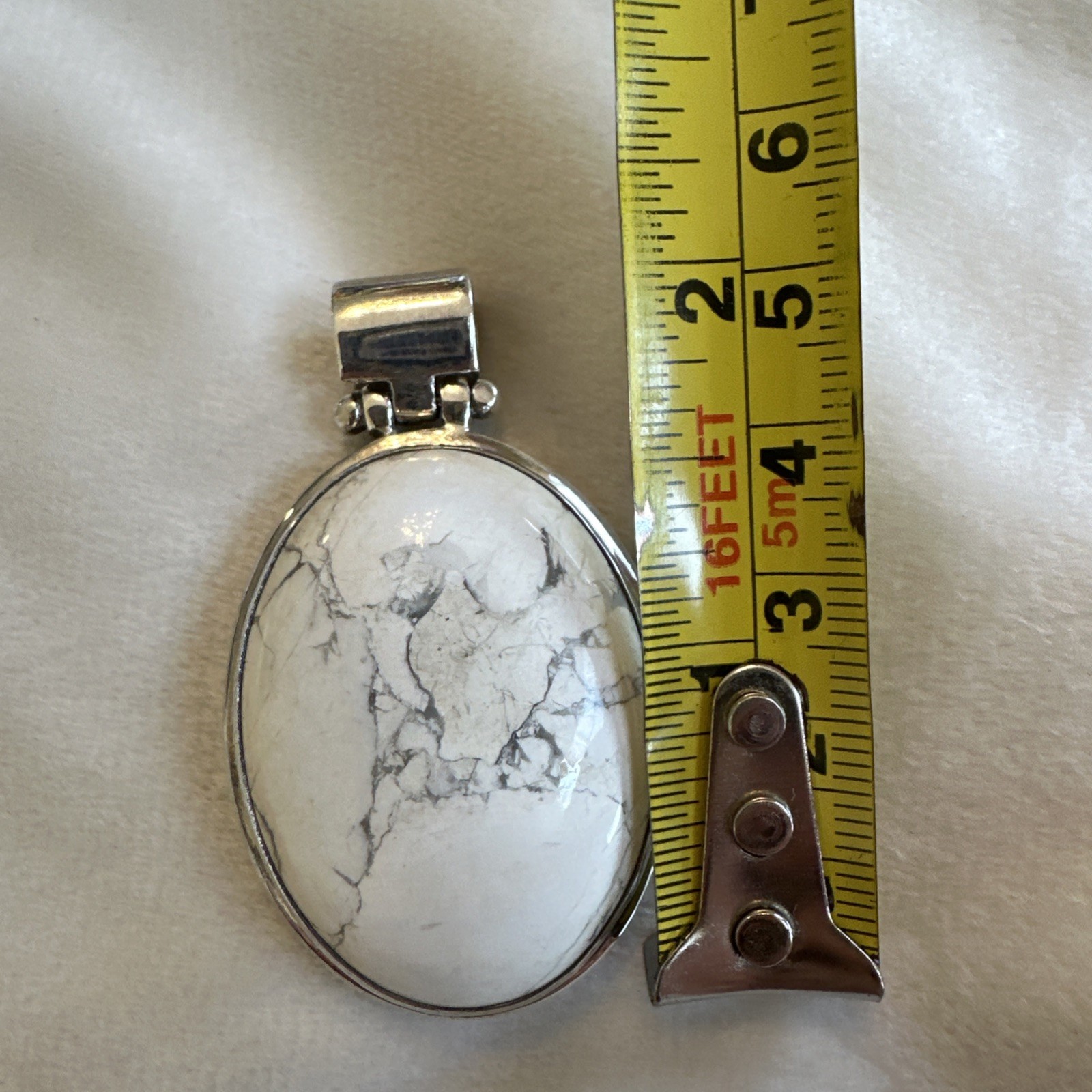 ExEx by Claudia Agudelo 925 Sterling Silver White Howlite Pendant 29g 2.25” Tall