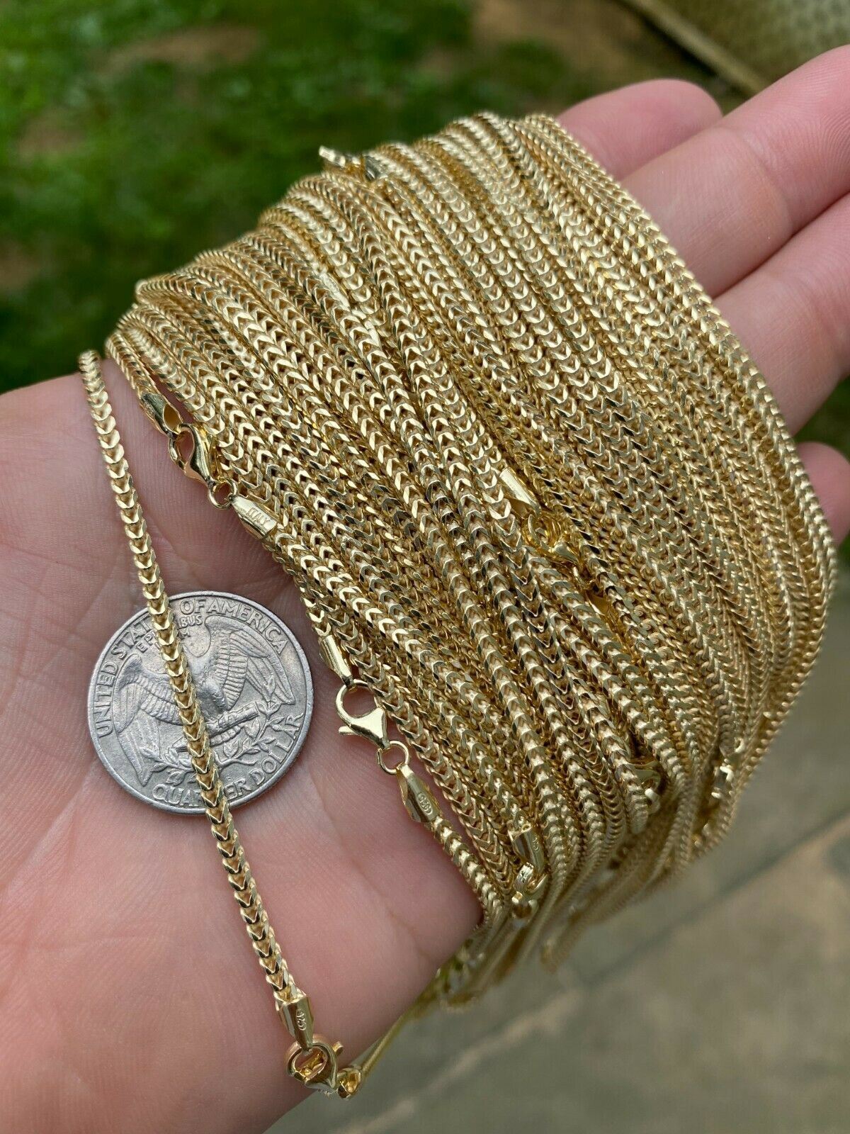 2mm 14k Gold Plated 925 Sterling Silver Franco Chain Necklace WHOLESALE 10pc