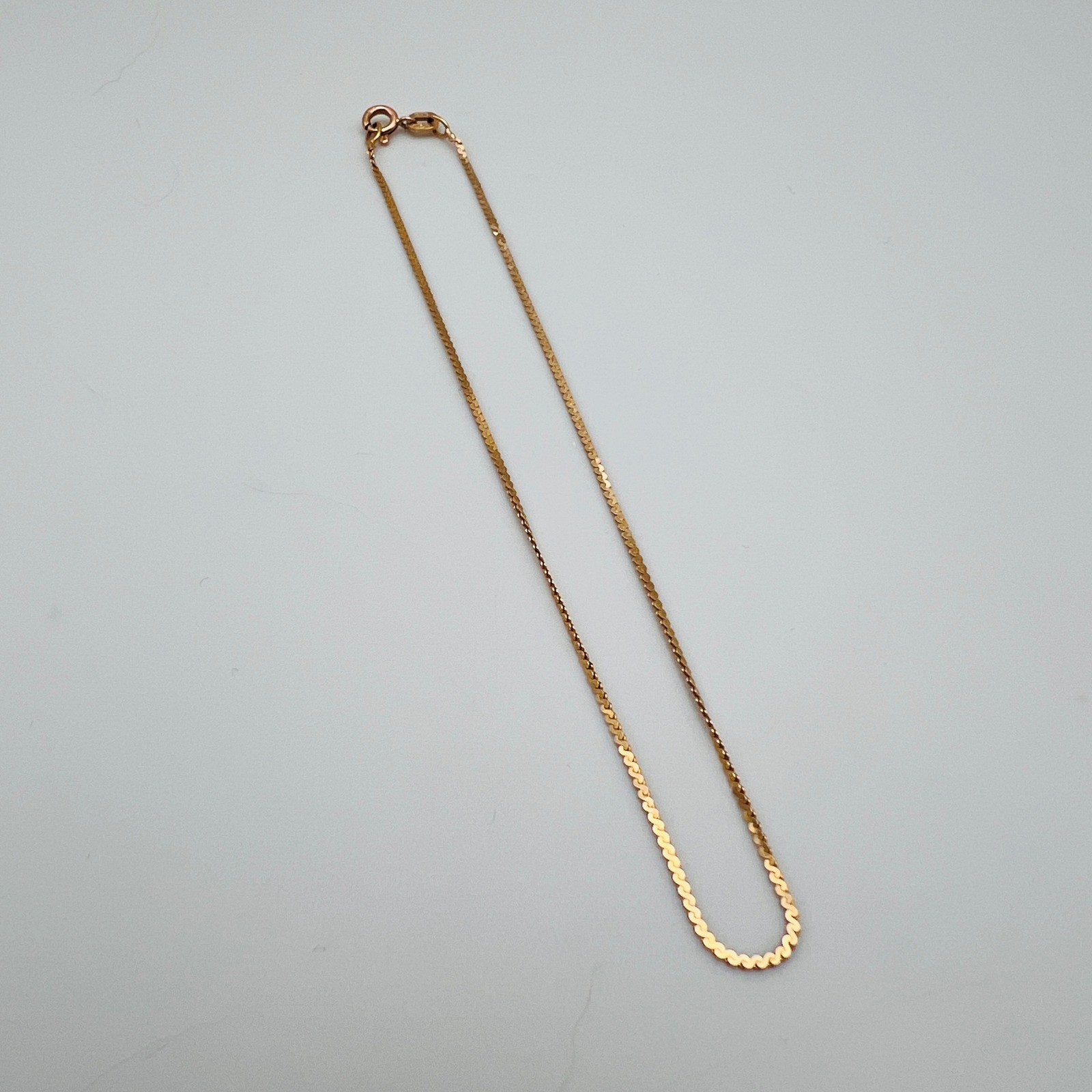 Vintage 14K Gold Serpentine Anklet 585 Italy 14K Yellow Gold 9 Inch 1 gram