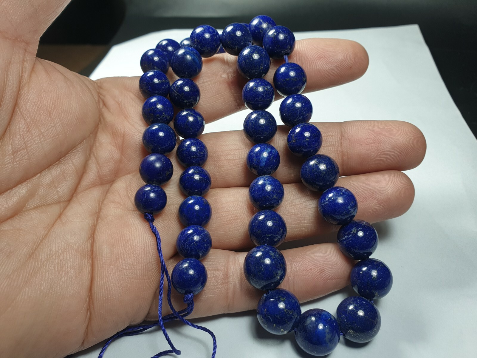 Natural Lapis Lazuli Ball Beads Necklace 77.00 Grams Necklace