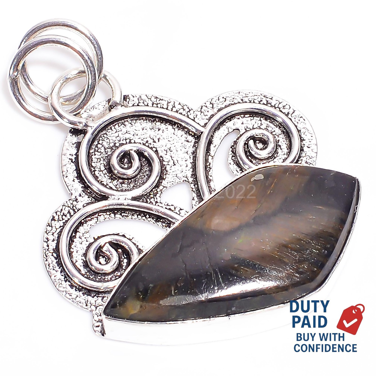 Genuine Chiastolite Sterling Silver Anniversary Birthday New Unique Wife Pendant