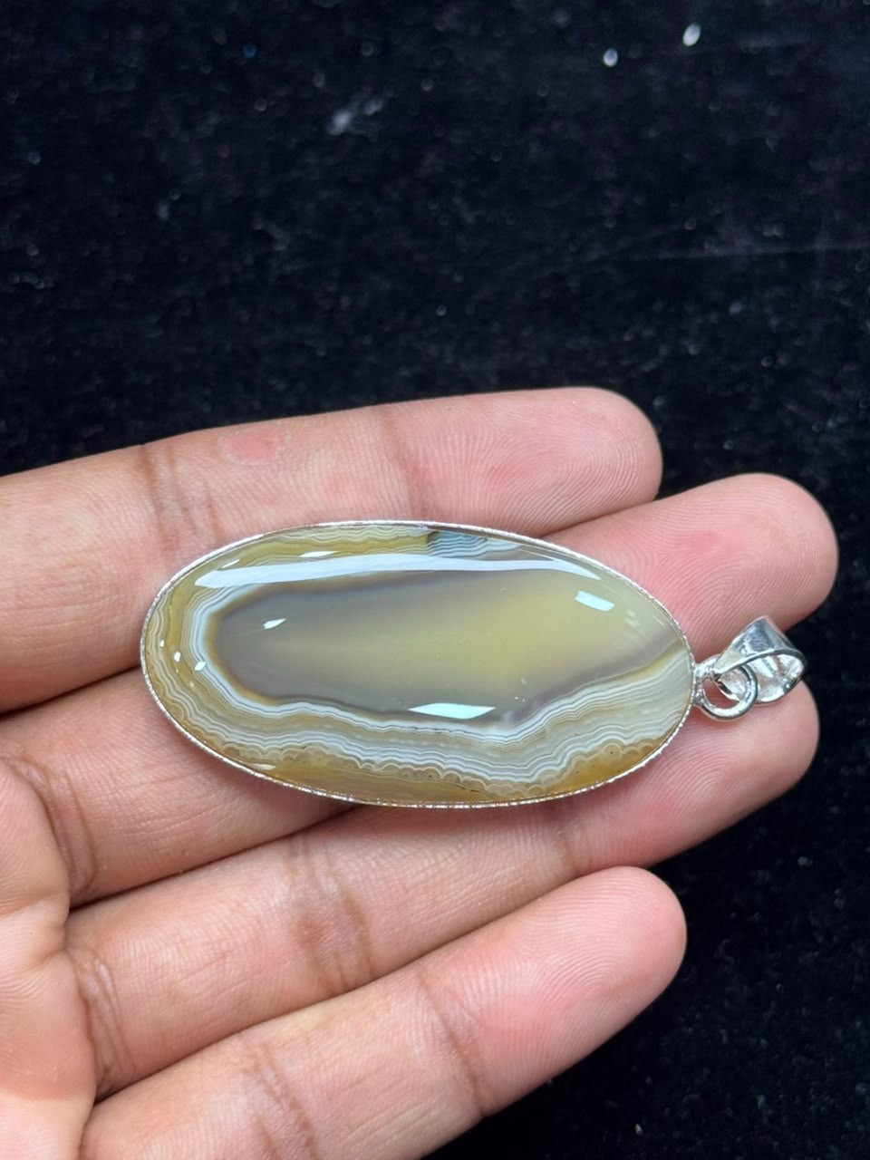 Natural Botswana Agate 925 Sterling Silver Pendant Handmade Jewelry