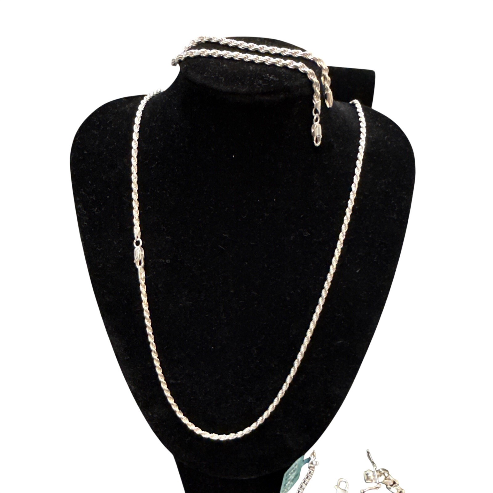 Real 925 SOLID Sterling Silver Diamond-Cut ROPE Chain And Bracelet COMBO 15.65gr