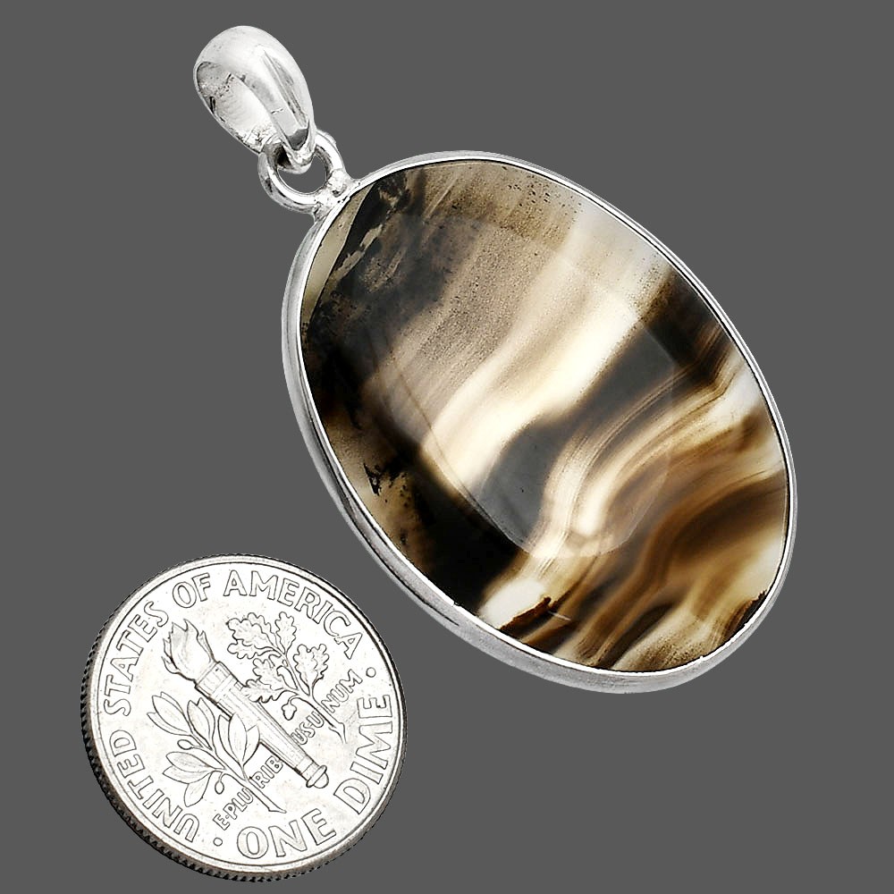 Natural Montana Agate – USA 925 Sterling Silver Pendant Jewelry P-1001