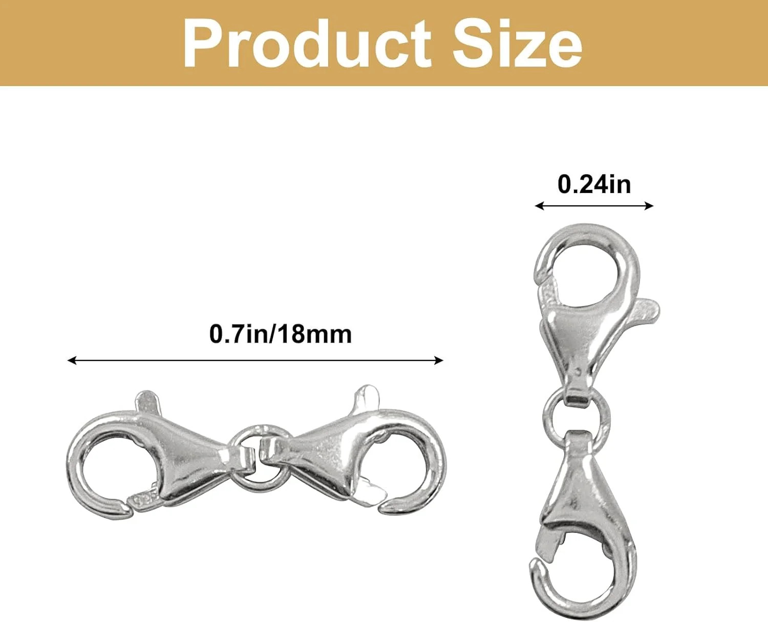 2 Pcs Lobster Clasp 925 Sterling Silver Double Opening Lobster Clasp and Closure