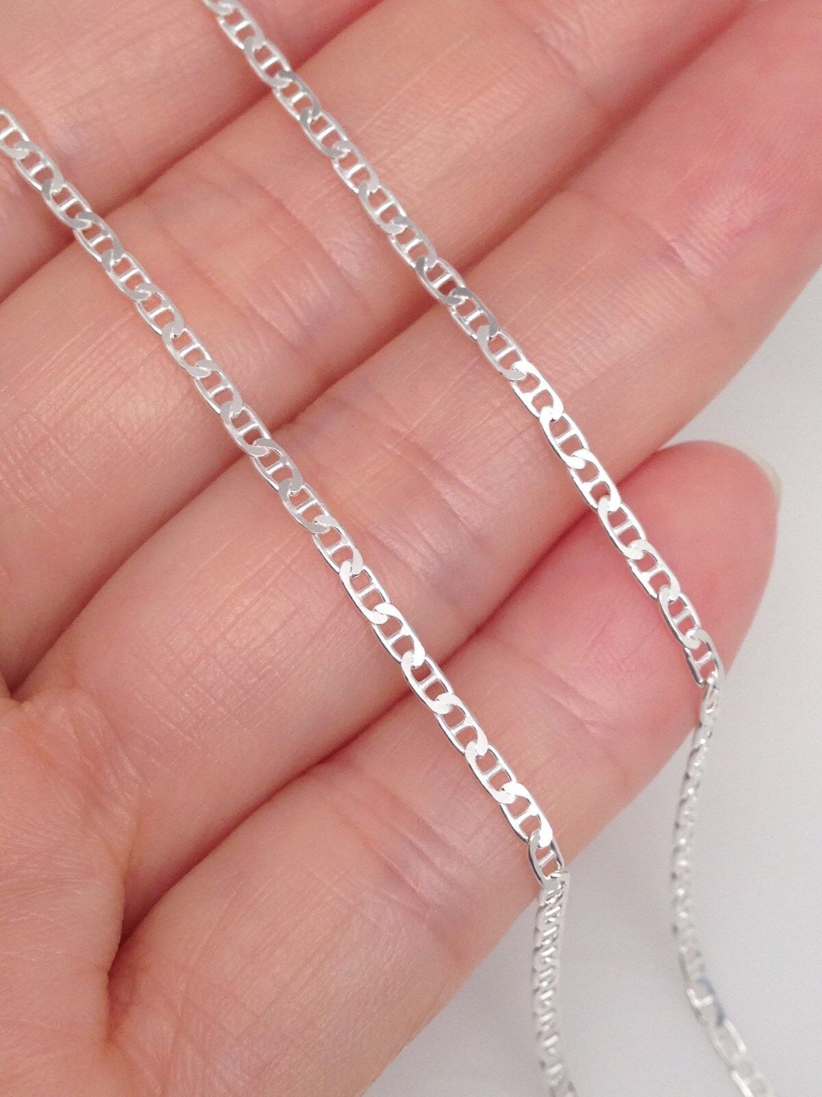 925 Sterling Silver Anchor Mariner Link Chain Necklace 2mm 16″ 18″ 22″ 24″ THIN