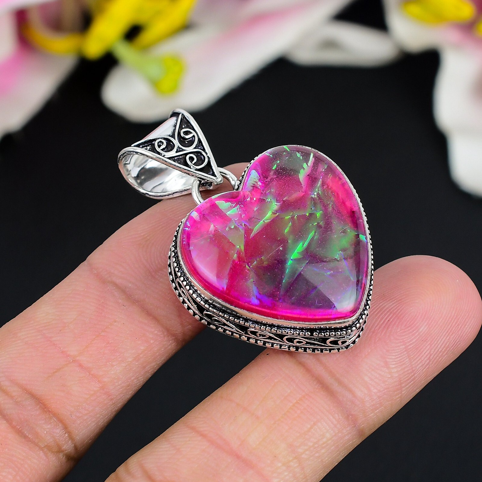 Australian Triplet Opal Gemstone handmade 925 Sterling Silver Jewelry Pendant