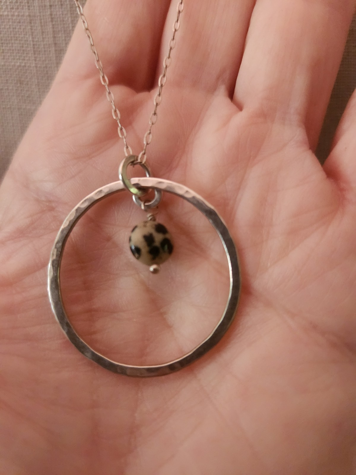 Silver Plated Jasper Pendant On Sterling Silver 18″ 925 Italy Chain