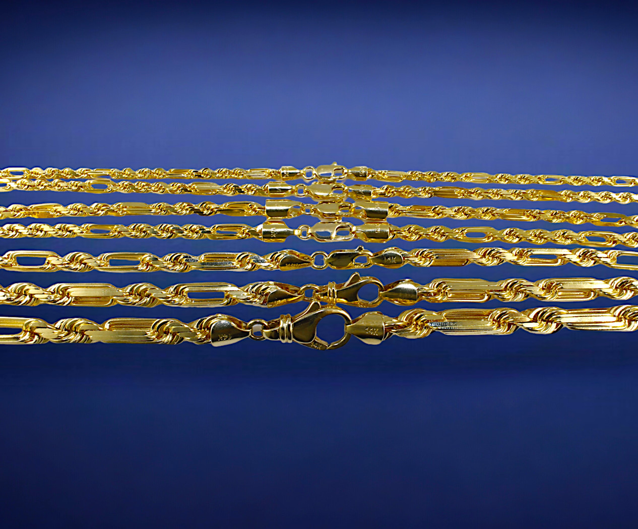 14K Yellow Gold SOLID Milano Figaro Rope Chain Necklace Diamond Cut Real 2mm-8mm