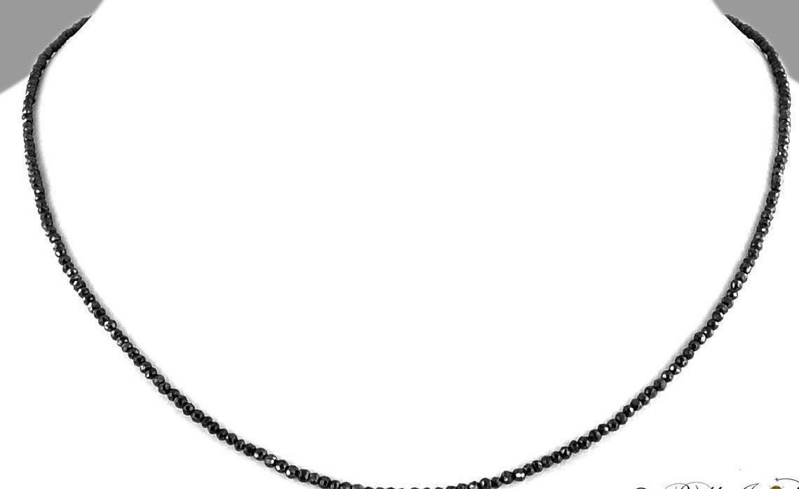 AAA Quality 3mm Certified Black Diamond Beads Necklace 20 inches For Gift