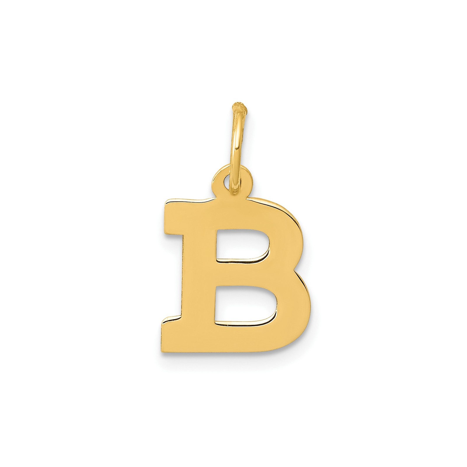 14k Yellow Gold Small Block Letter B Initial Charm Necklace Womens
