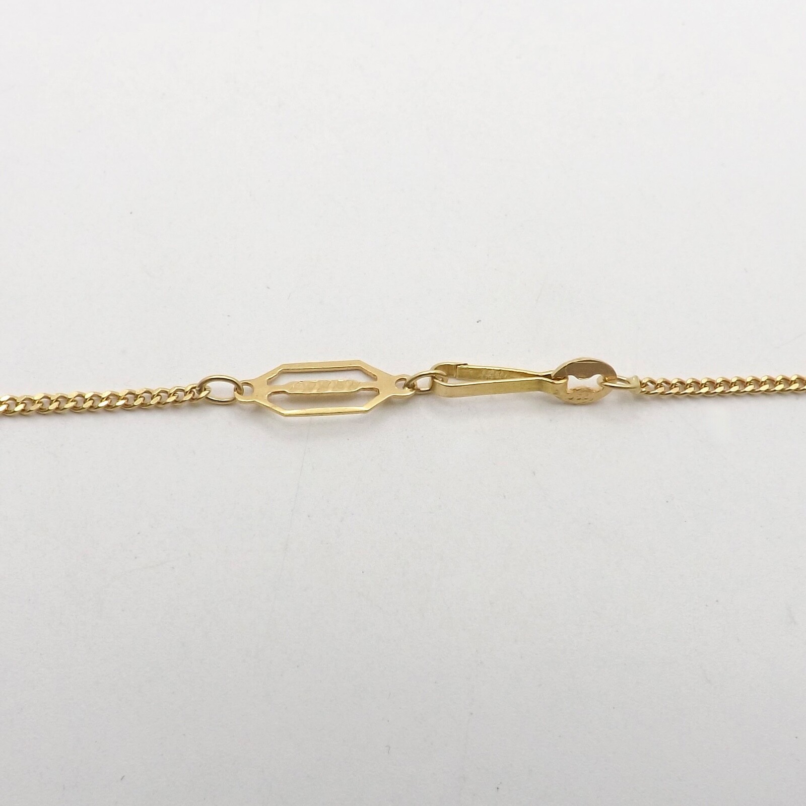 Solid 18k Gold Infinity Bar Station Curb Link Chain Necklace 36in Long Italy 750