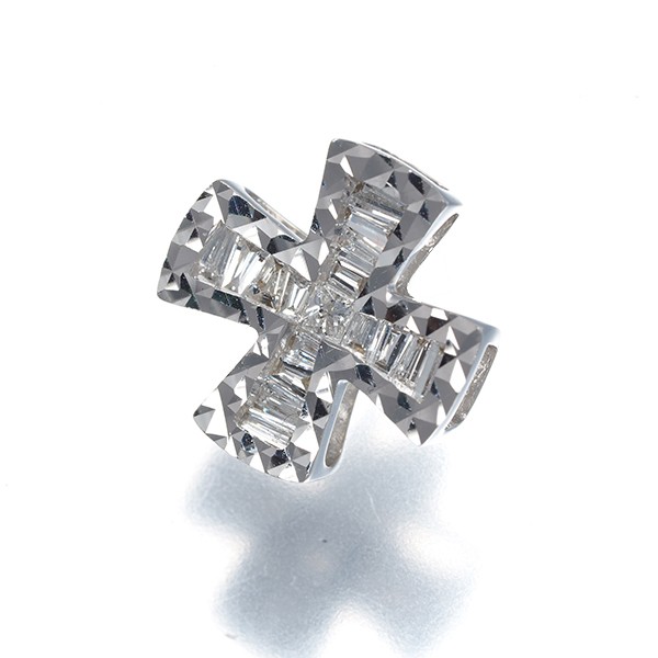 Diamond 0.20ct Cross Pendant 18K 750 White Gold