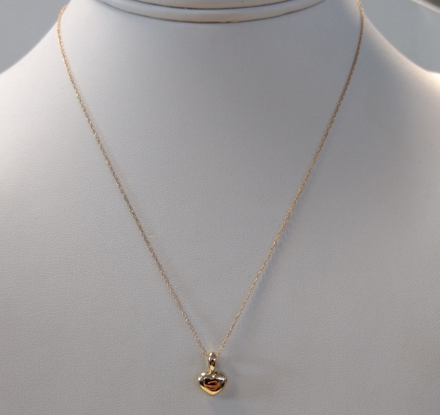 New Ladies/Youth 14K Yellow Gold Petite Heart 16” Chain, 1g
