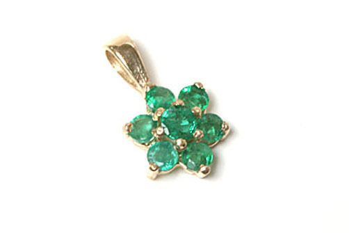 9ct Gold Emerald Cluster Necklace Pendant no chain Made in UK Gift Boxed