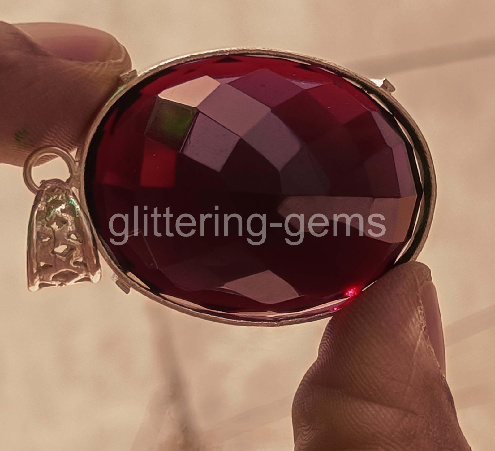 154 Ct Natural Red Ruby Pendant Oval Shape 925 Solid Silver IGL Loose Gem 6JDA