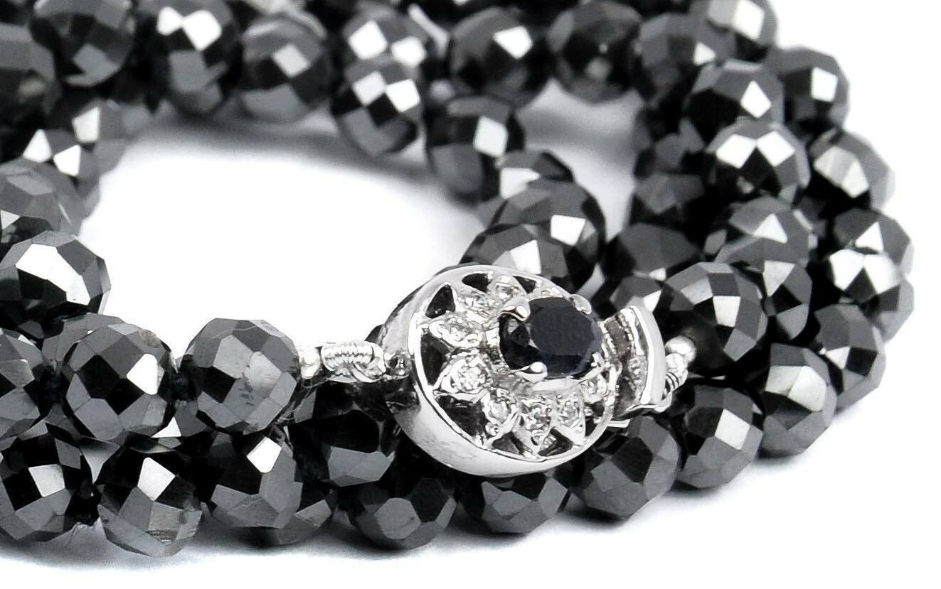 Genuine 9 mm Rare Black Diamond Necklace 18 inches AAA Certified Christmas Gift