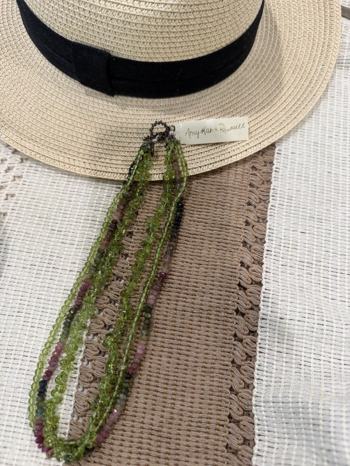 Amy Kahn Russell SS Peridot & Watermelon Tourmaline Multi-Strand Necklace