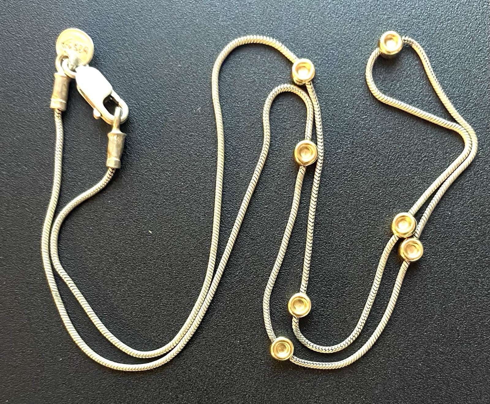 SILPADA Sterling Silver 14k Gold Filled Bead STATION 17″ SNAKE CHAIN NO673