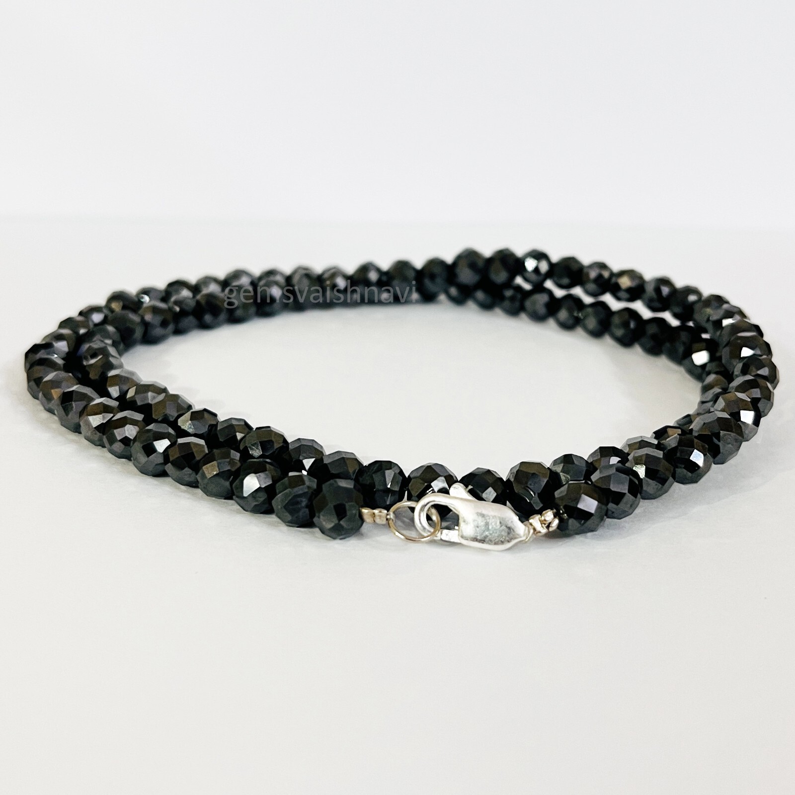 BLACK DIAMOND NECKLACE 28 inch 6 mm Certified AAA Rare Earth Mined
