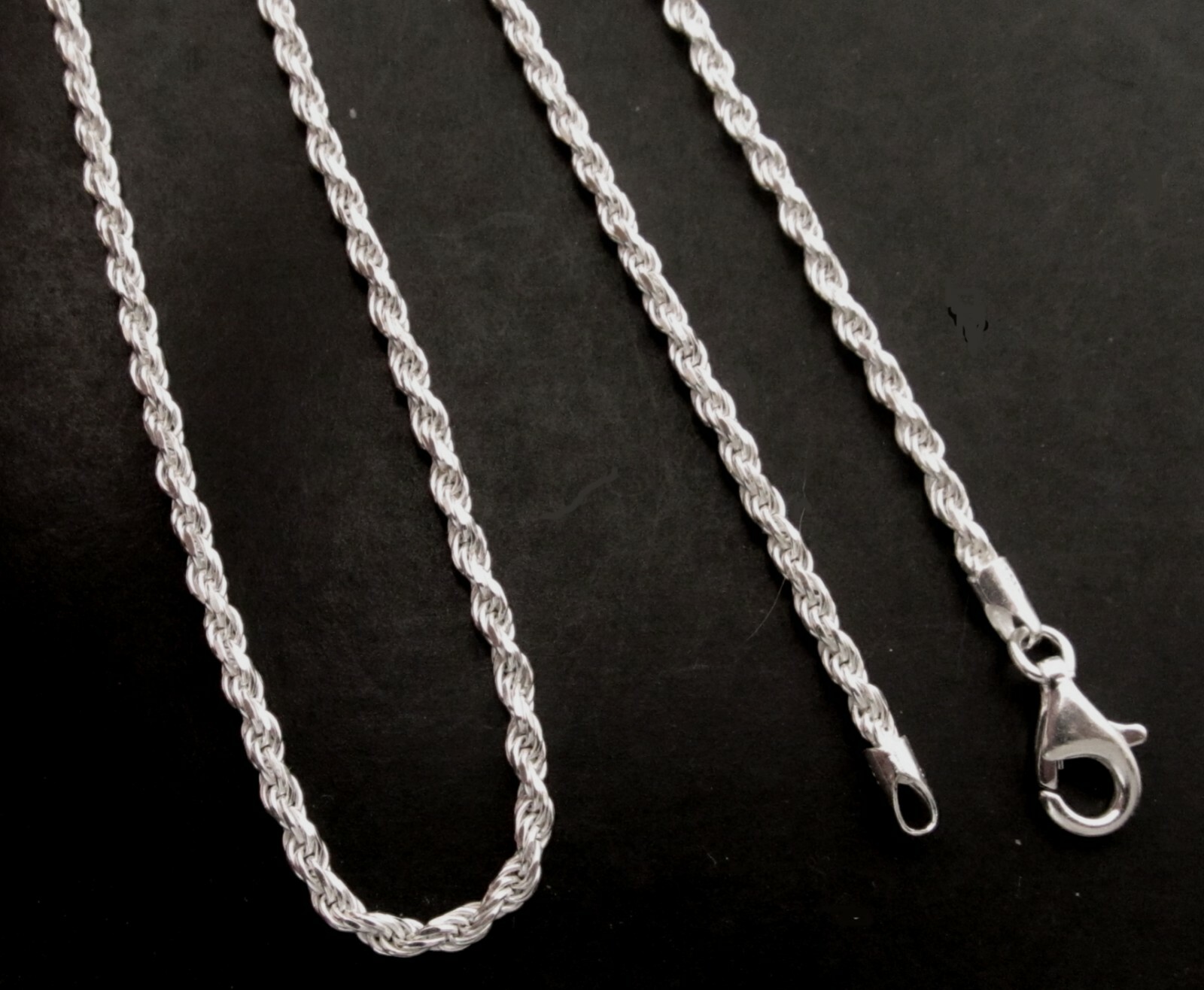 Chains Rope Sterling Silver 2.3mm Diamond Cut 925 Italy 16″- 24″ Lobster Claw