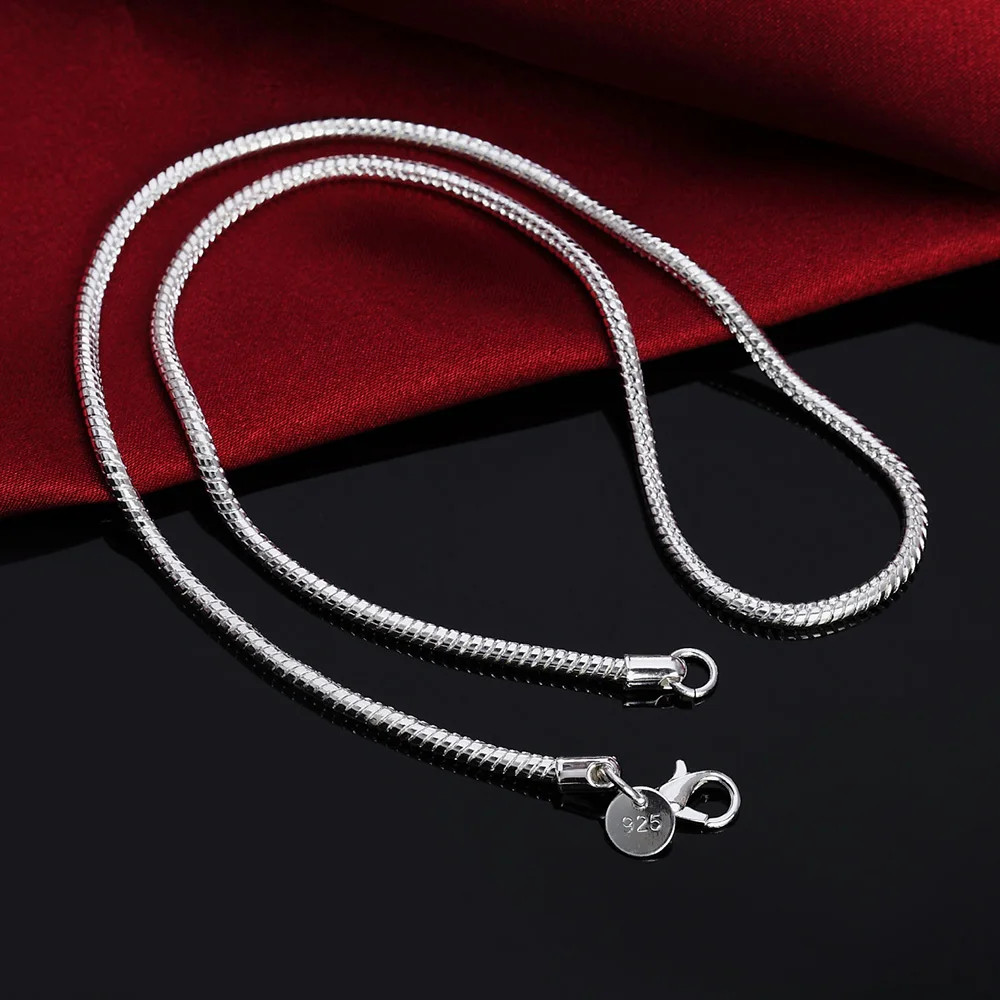 925 Sterling Silver Solid Snake Chain Womens Mens Necklace
