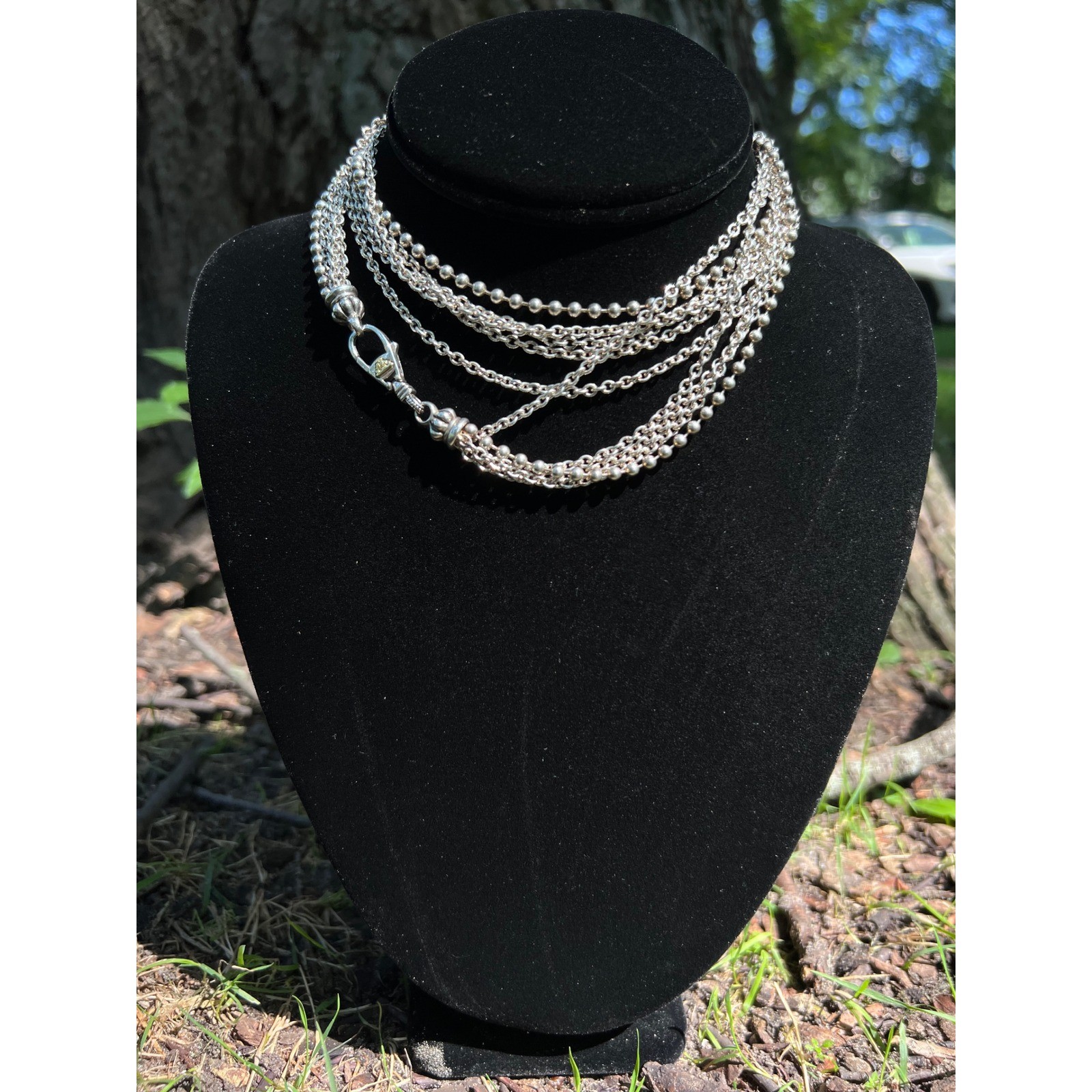VTG LAGOS Caviar 925 SS 18K Multistrand 27.5″ 58g Necklace