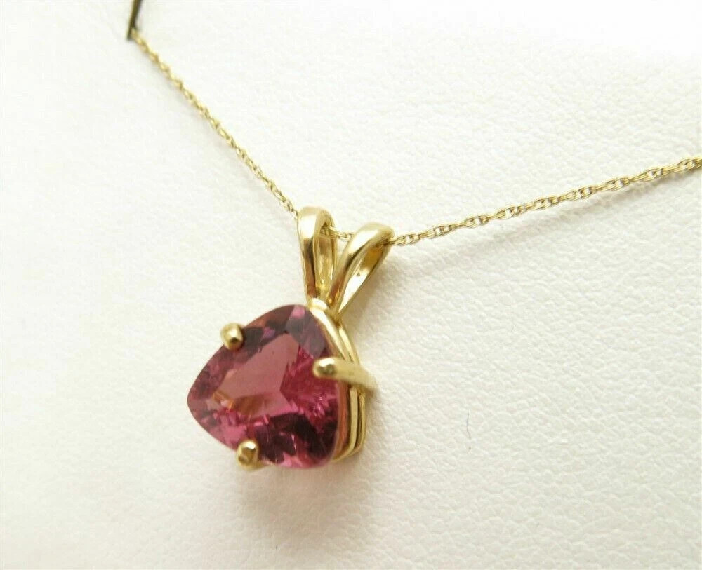 New 2Ct Trillion Cut Tourmaline Women’s Pendant 14K Yellow Gold Over Free Chain