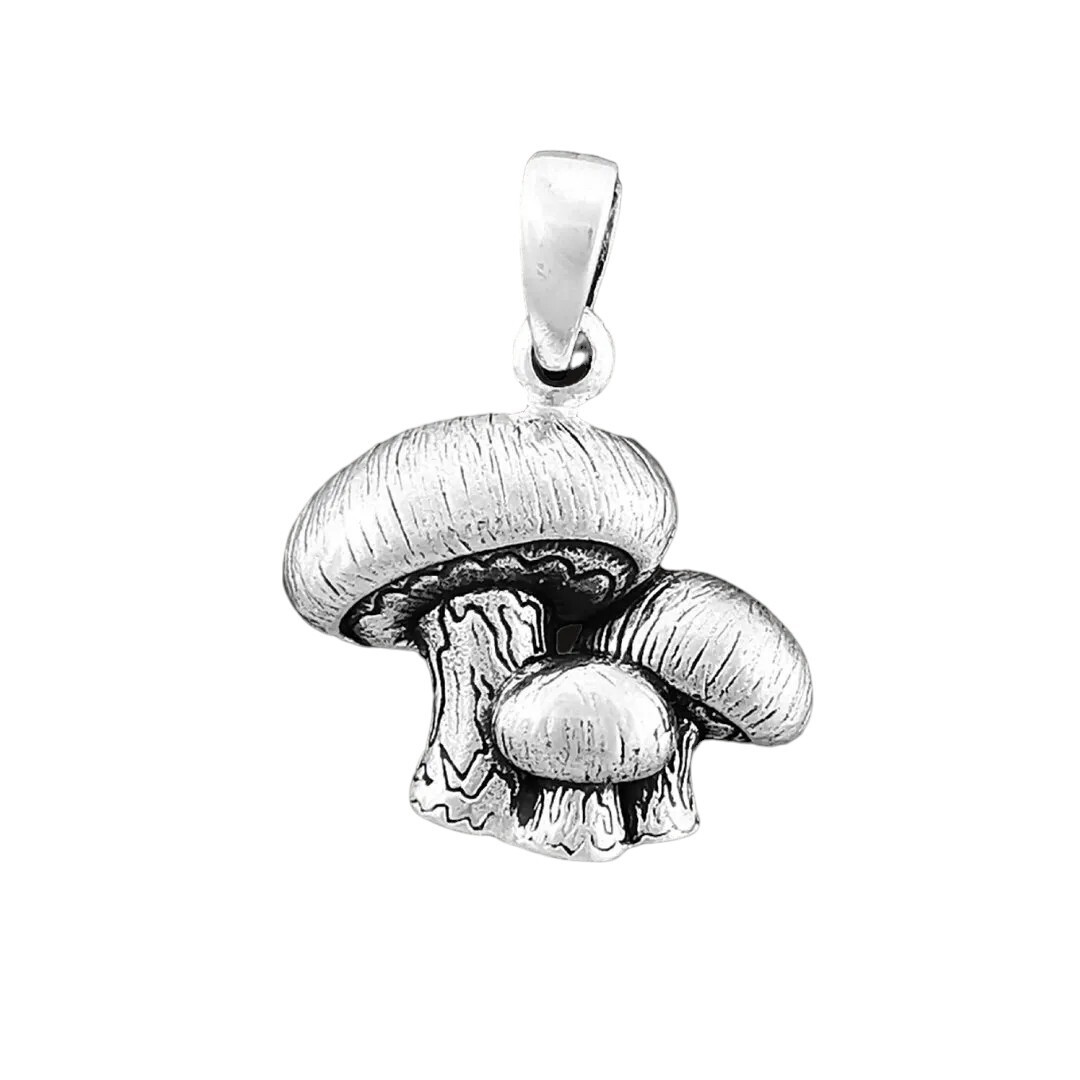 NEW 925 Sterling Silver Mushroom Family Pendant