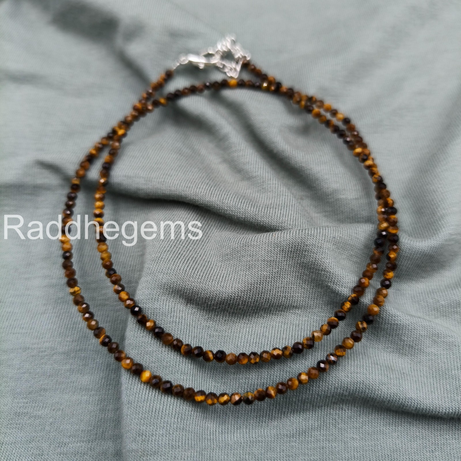 Tiger’s Eye Beaded Necklace, Brown Gemstone Necklace, Minimalist Crystal Jewelry