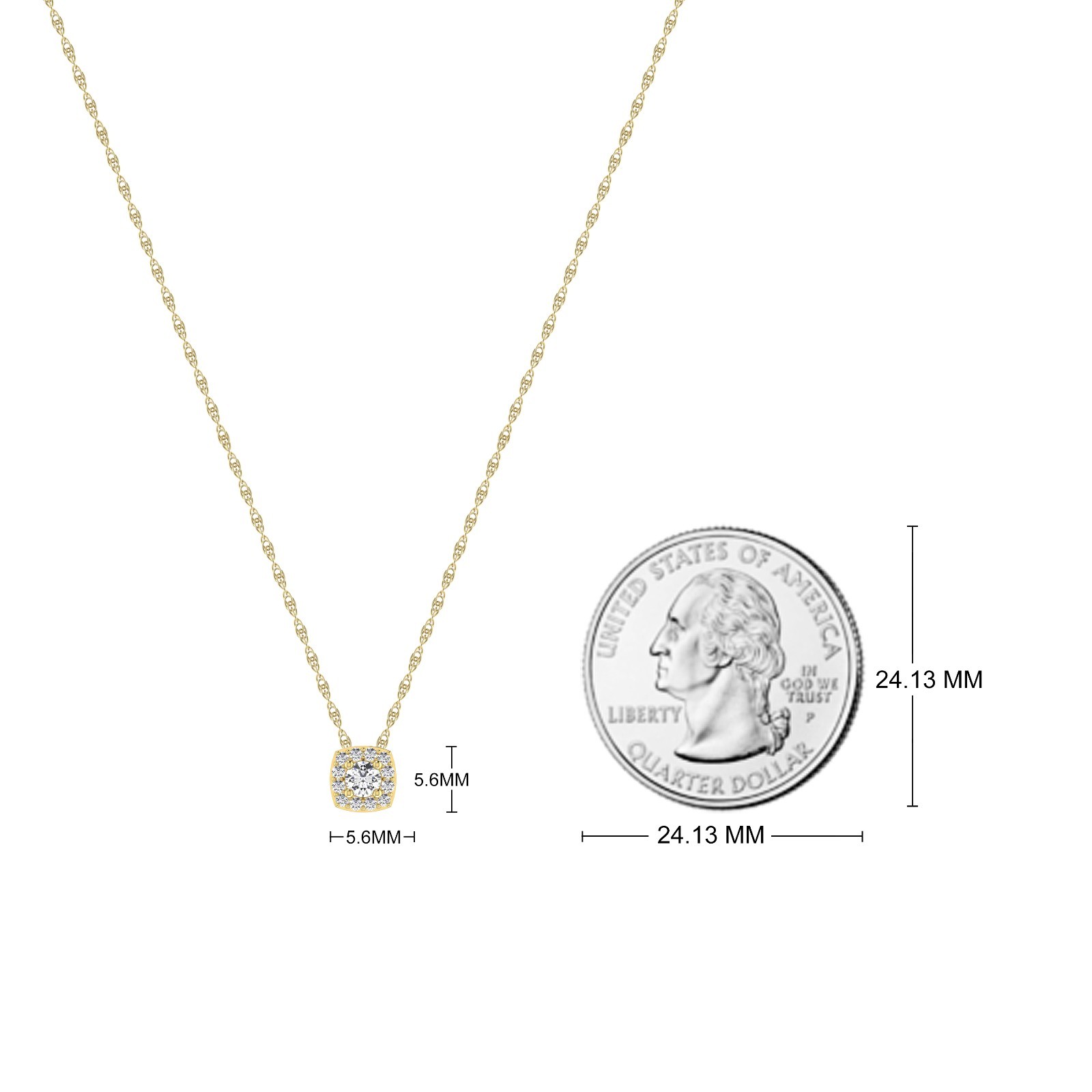 0.15 Ct Cut Halo Diamond Pendant Solid 10K Yellow Gold With 18″ Chain Necklace