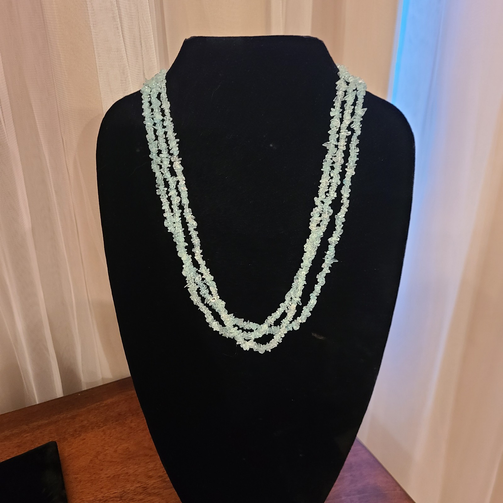 Aquamarine Uncut 3 Strand 21in Necklace