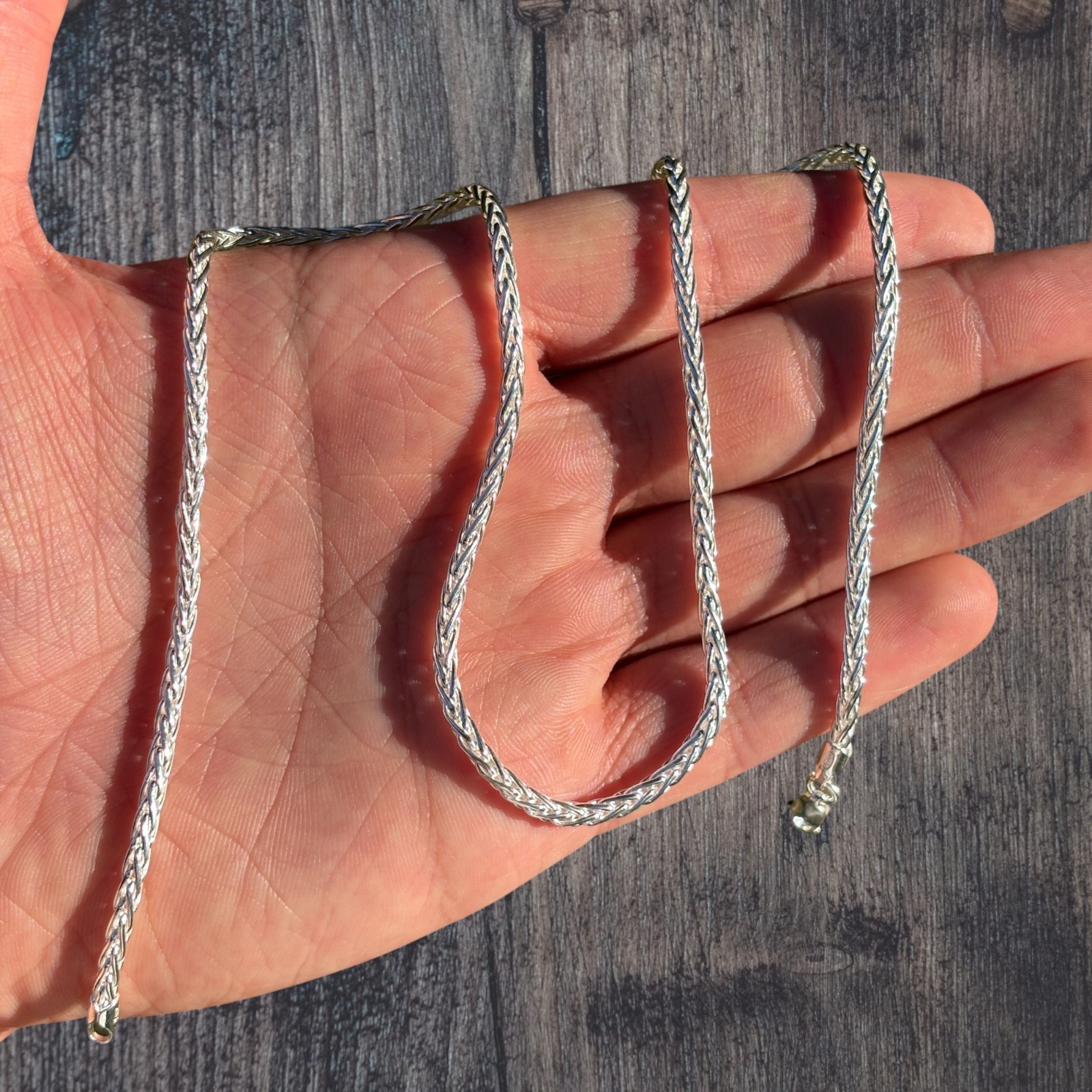 3mm Wheat Chain Necklace – Real Solid 925 Sterling Silver Or 14k Gold Vermeil