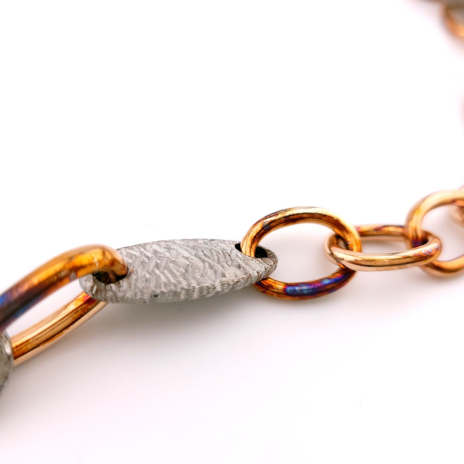 Daniel W. Danwak Sterling Silver Rose Gold Tone Large Chain Link 32″ In Necklace