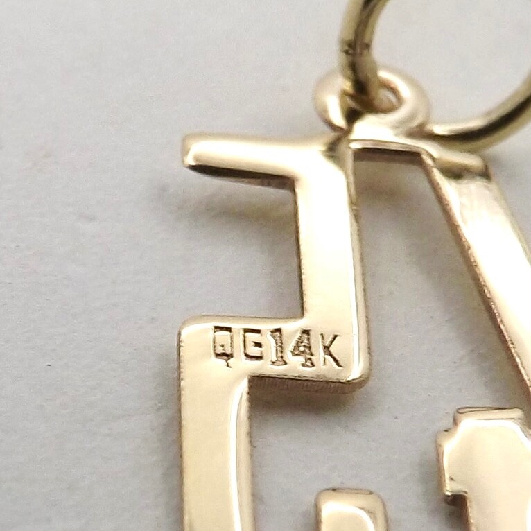 14k Gold 45th Birthday Anniversary Sports Jersey 45 Charm Pendant New