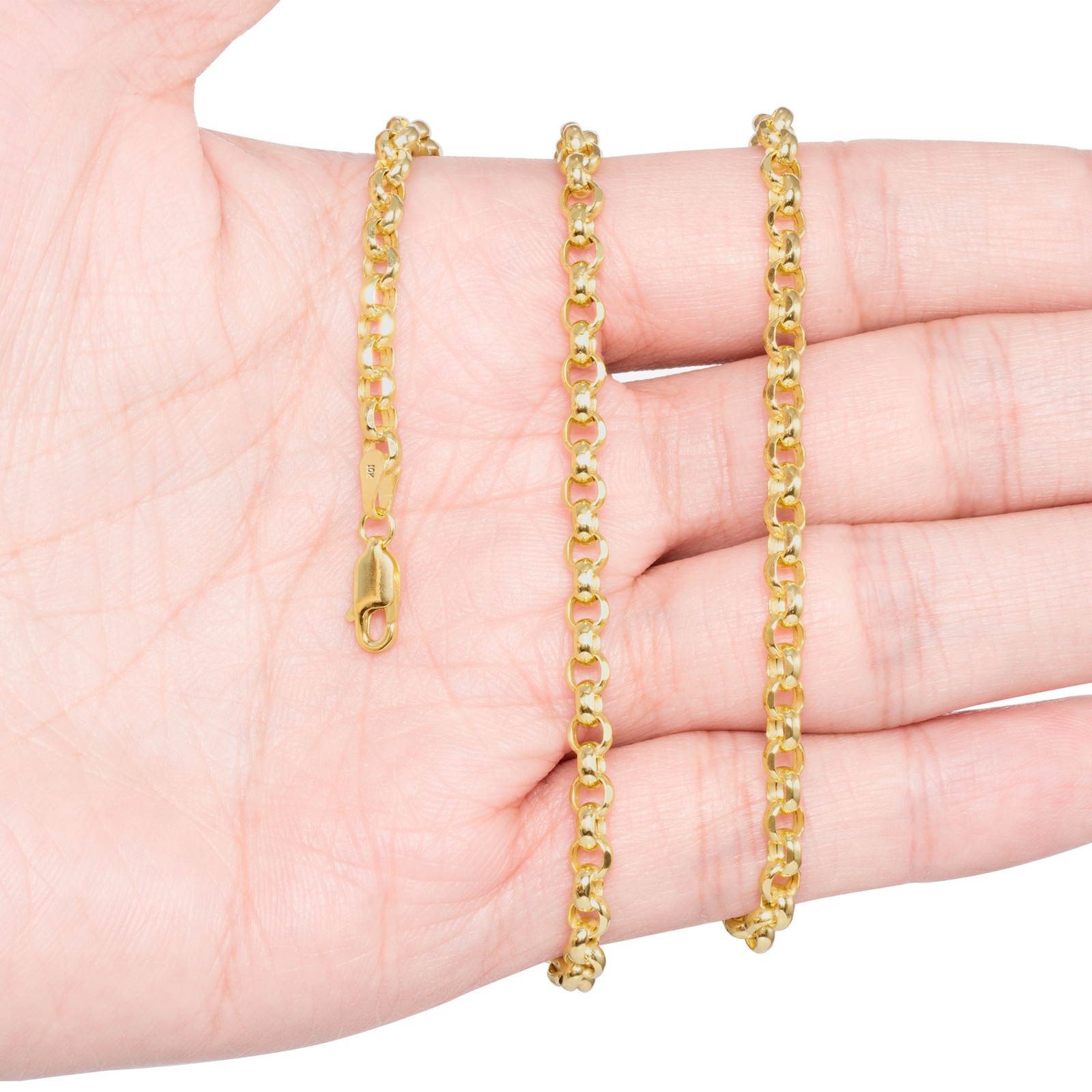10K Yellow Gold 2mm-5mm Rolo Round Cable Link Chain Pendant Necklace, 16″- 30″