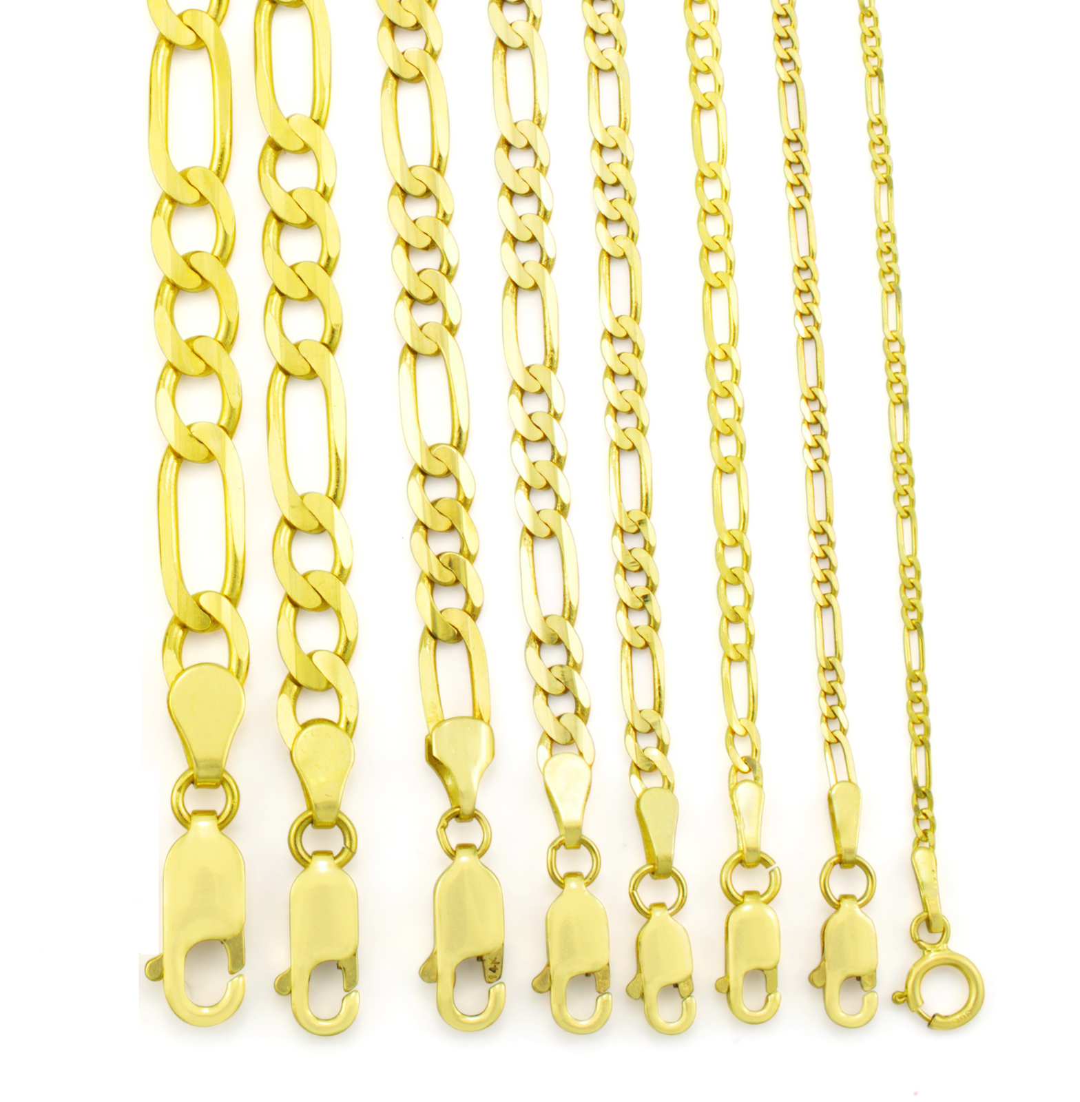 10K Real Yellow Gold 2mm-9mm Italian Figaro Link Chain Pendant Necklace 16″- 30″