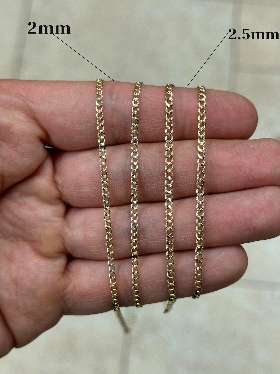 10K Solid Yellow Gold Cuban 2mm 2.5mm Chain Necklace 16″ 18″ 20″ 22″ 24″ 26″ 30″