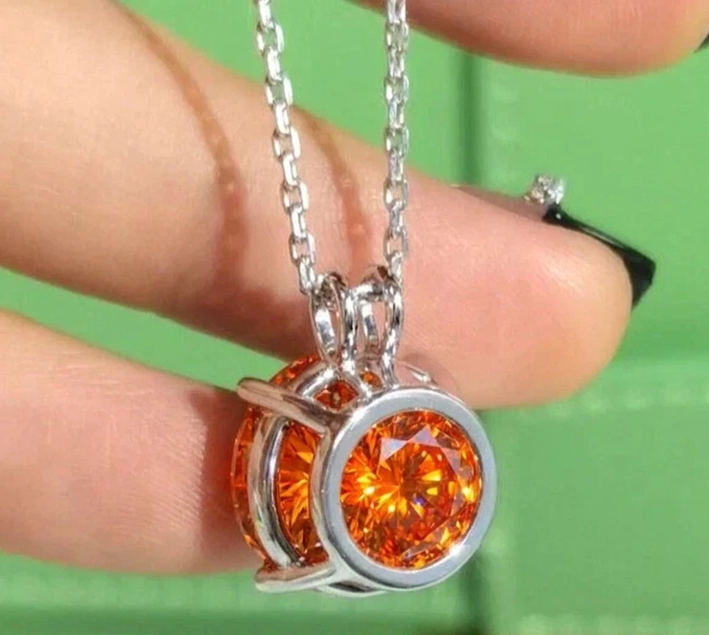 6.50 Ct Certified Flame Orange Diamond Pendant, Tariffs FREE & Matching Studs .