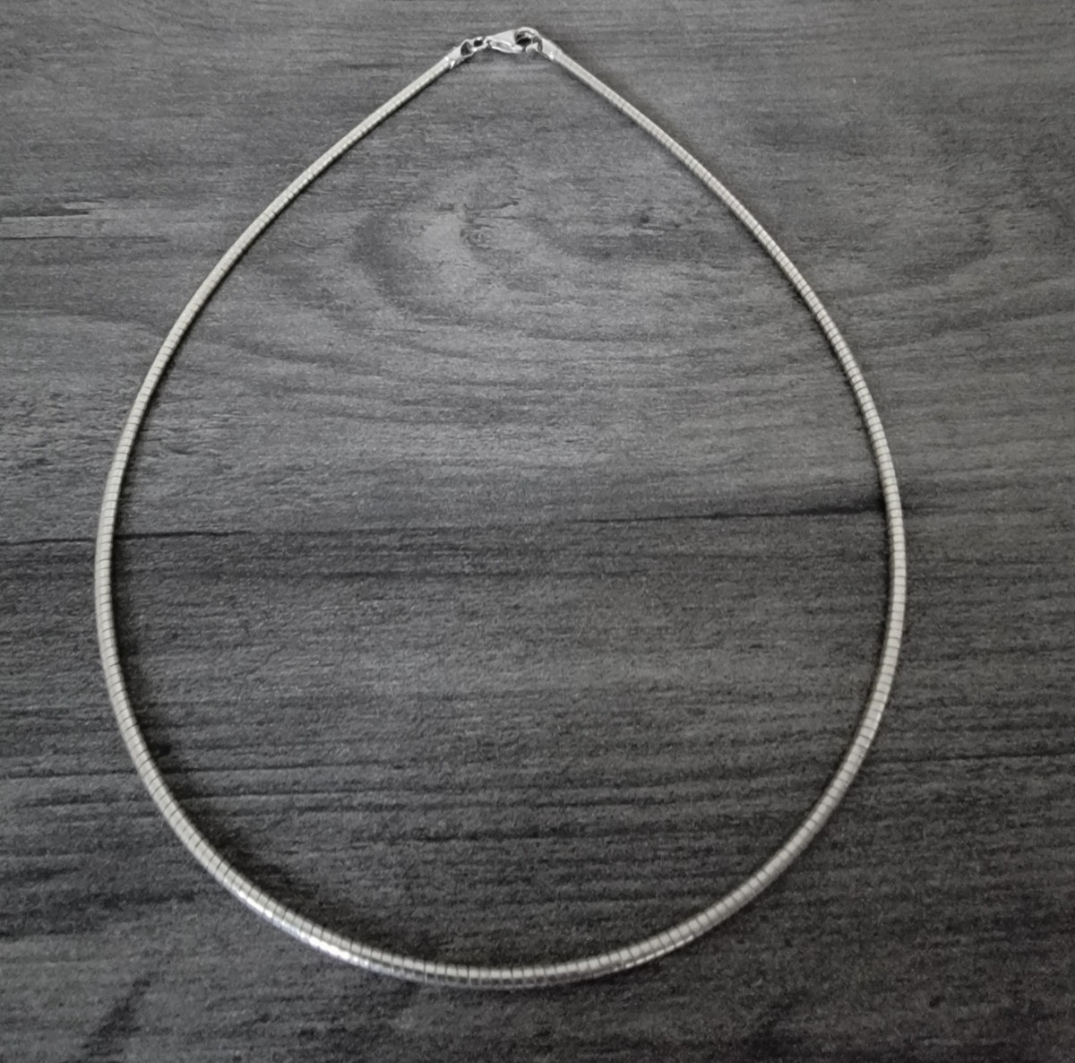 MILOR ITALIAN 925 STERLING SILVER CHOKER OMEGA TONDA HOOP, BASE NECKLACE 15 in