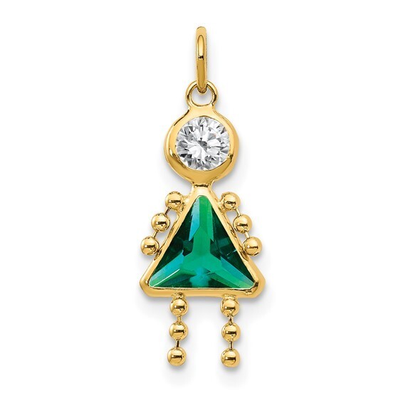 REAL 14K GOLD Birthstone Kids Charms Pendants Girl January to December .7″x .4″