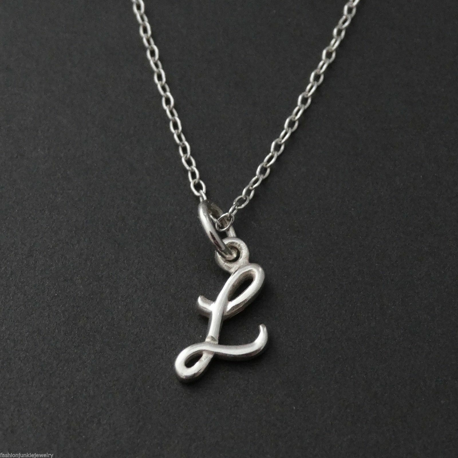 Tiny Initial Letter L Necklace – 925 Sterling Silver – Name L Letters Charm