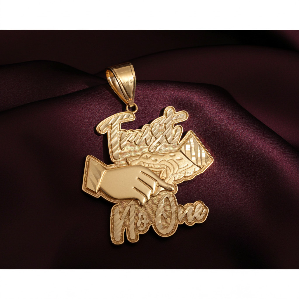 Gold TRUST NO ONE Hip-Hop Pendant