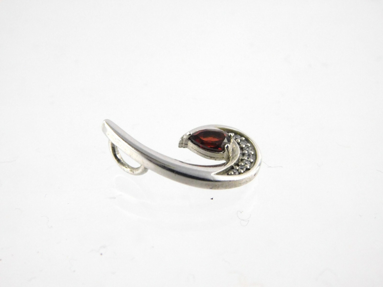 Glamira Sterling Silver Garnet White Cubic Zirconia Slide Pendant 925 5/8 In CZ