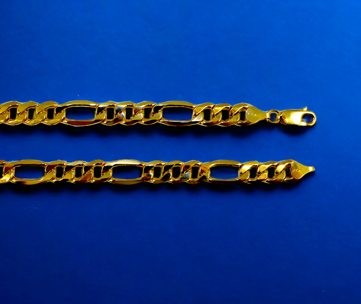 10K Yellow Gold Figaro Necklace Bracelet Chain Italian Real Gold 2mm-8mm 7″-30″
