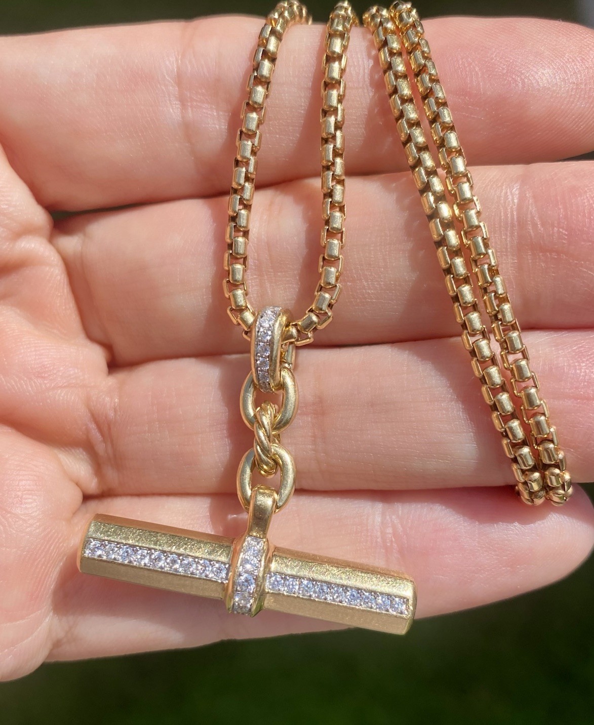 David Yurman 18K Gold Diamond Lexington Pendant Necklace 2.7mm 18” EUC $8150+
